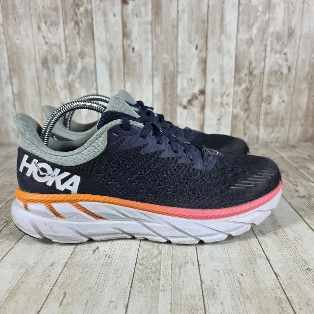 Hoka Clifton 7 Women's Running Shoes Sneakers Comfort Athletic Navy Blue Size 9
